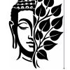 buddha face wall stencil with bodhi leaves printable diy wall art stencil for meditation & spiritual wall decor