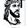 jesus christ face stencil with cross printable christian wall art painting template