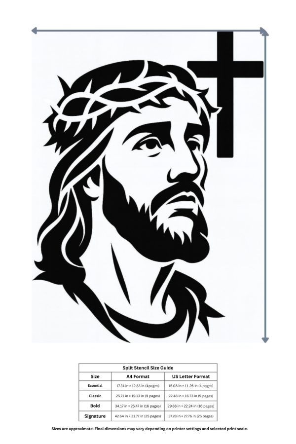 jesus christ face stencil with cross printable christian wall art painting template