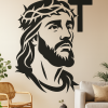 jesus christ face stencil with cross printable christian wall art painting template