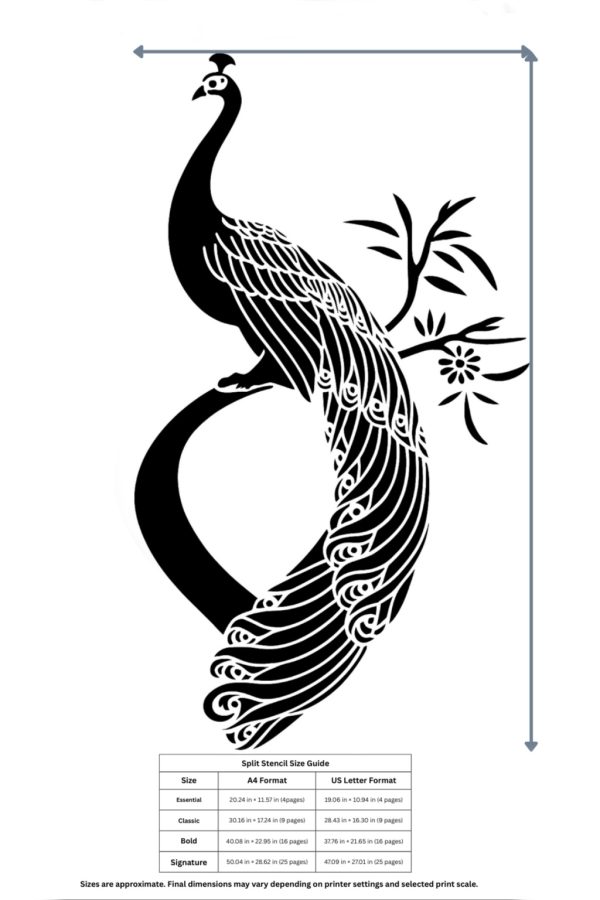 elegant peacock wall stencil printable peacock wall art template for diy wall painting