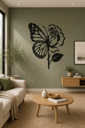 butterfly rose wall stencil