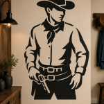 cowboy western wall stencil