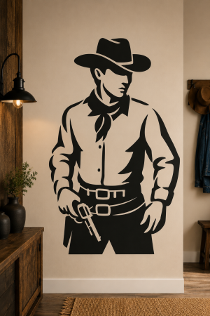cowboy western wall stencil