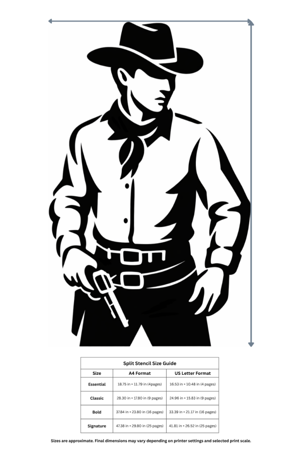 cowboy western wall stencil size guide