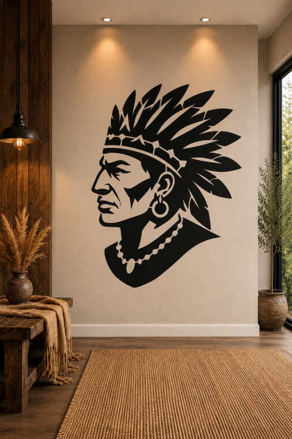 native american chief wall stencil