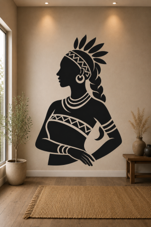 native american woman wall stencil