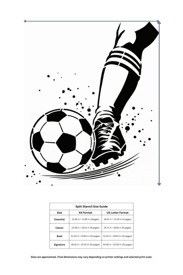 soccer football wall stencil size guide