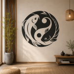 yin yang koi fish wall stencil