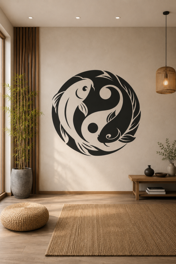 yin yang koi fish wall stencil